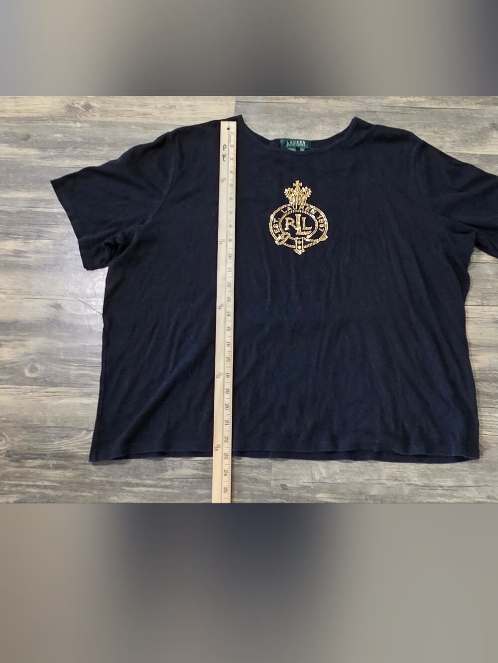 Lauren Ralph Lauren Metallic Gold Crest Logo Tee